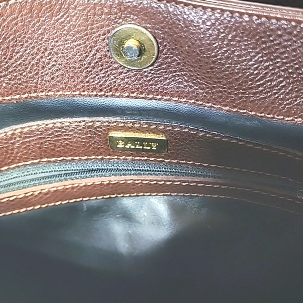 Bally Leather Brown Shoulder Bag, Double Straps. Made In Italy. - Picture 6 of 13